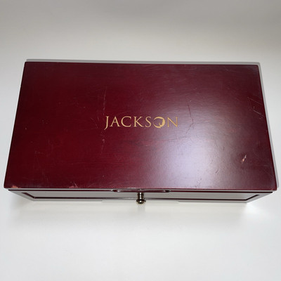 Jackson Wooden Chess Checkers Set Foldable Board and Storage Box Vintage