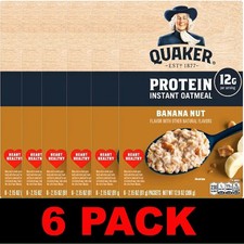 Quaker Banana Nut Oatmeal Protein Instant Oatmeal - 12.9 oz Box 6 PACK