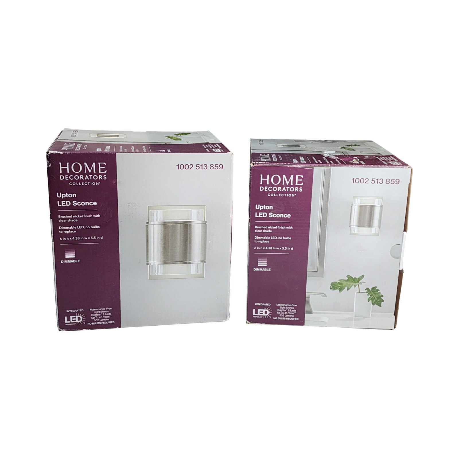 2 PACK Home Decorators Collection Upton LED Sconce Brushed Nickel FinisH