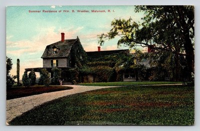 Matunuck RI Wm B Weeden Summer Residence Vintage Postcard Litho-Chrome