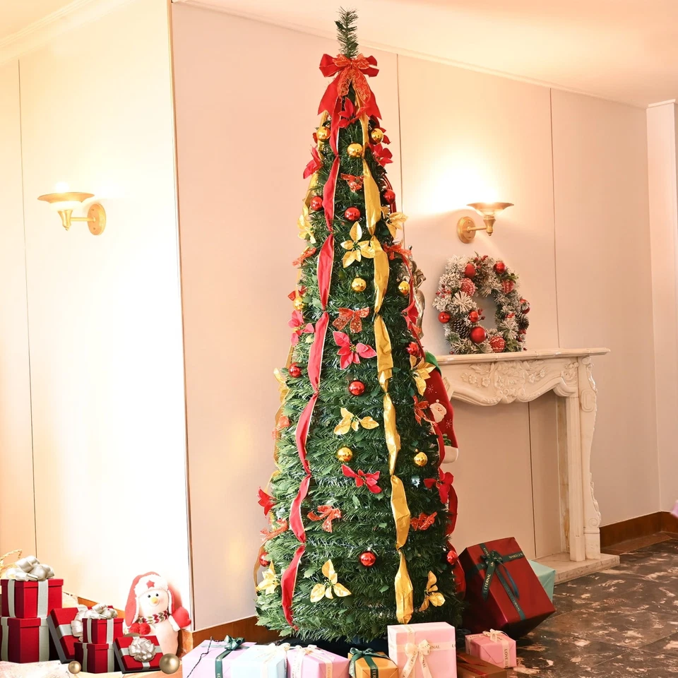 Árbol de Navidad 7.5F Prelit Pop Up Artificial Pull up Árbol de Decoración de Navidad con 200 Luces Foto 2 de 4