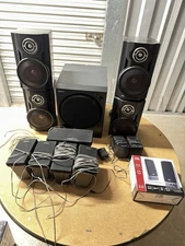 Sony Home Theater Speaker System with Subwoofer & Extra Speakers – Untested
