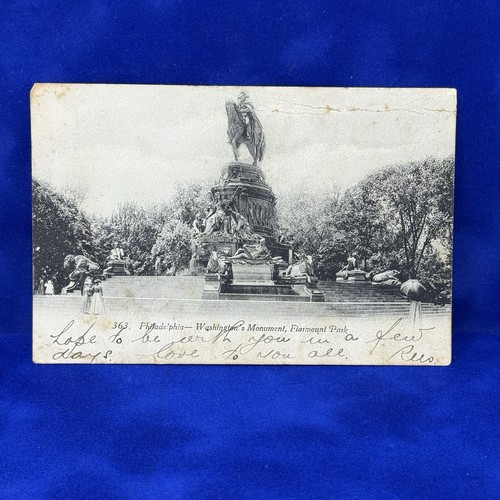 Vintage Postcard Washington Monument Fountain Philadelphia PA