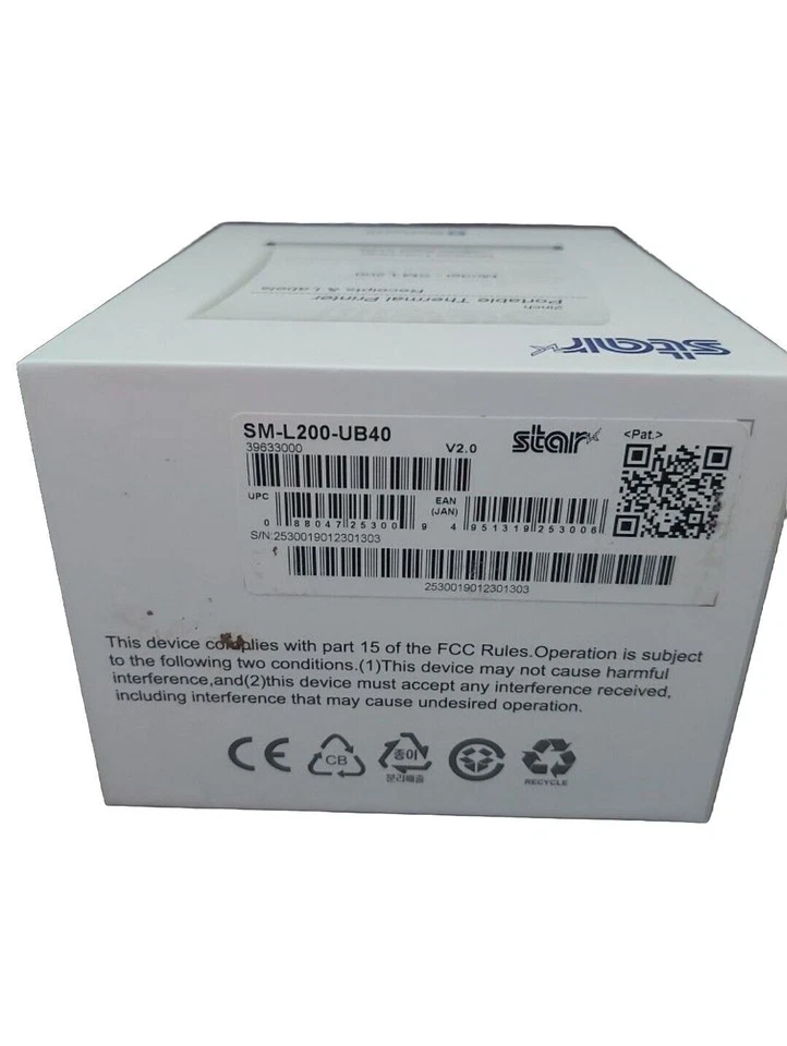 Star Micronics SM-L200-UB40 - Stampante termica portatile - Nera - Nuova - Immagine 3 di 3