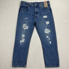 Image of Levis Jeans 501 Cropped Women’s Size 32x26 Button Fly High Rise Straight NWT