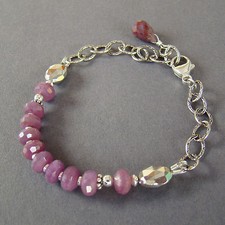 U C Sundance Natural Ruby, Pyrite  Oxidized Patterned Sterling Silver Bracelet