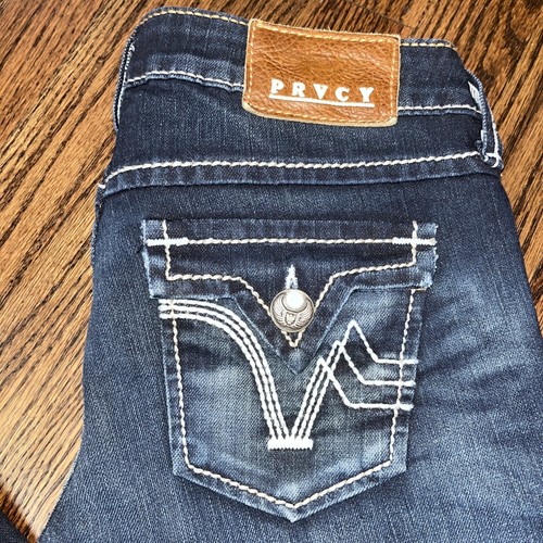 PRVCY Bootcut Jeans Women 25 Inseam 33 in. Dark wash blue - Picture 2 of 8