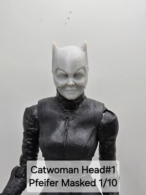 3d Printed BATMAN RETURNS CATWOMAN HEAD#1  1:10 7'' MCFARLANE DC MULTIVERSE