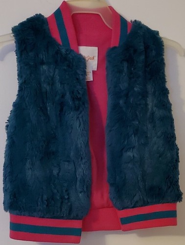 Faux Fur Teal Green \u0026 Fuchsia Vest XS 