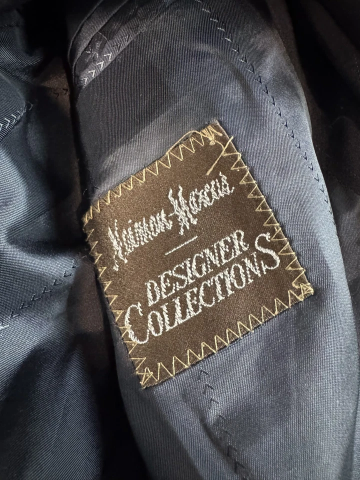 Neiman Marcus 男式羊毛混纺双排扣西装夹克海军蓝 52 码 — 第 4/4 张图片