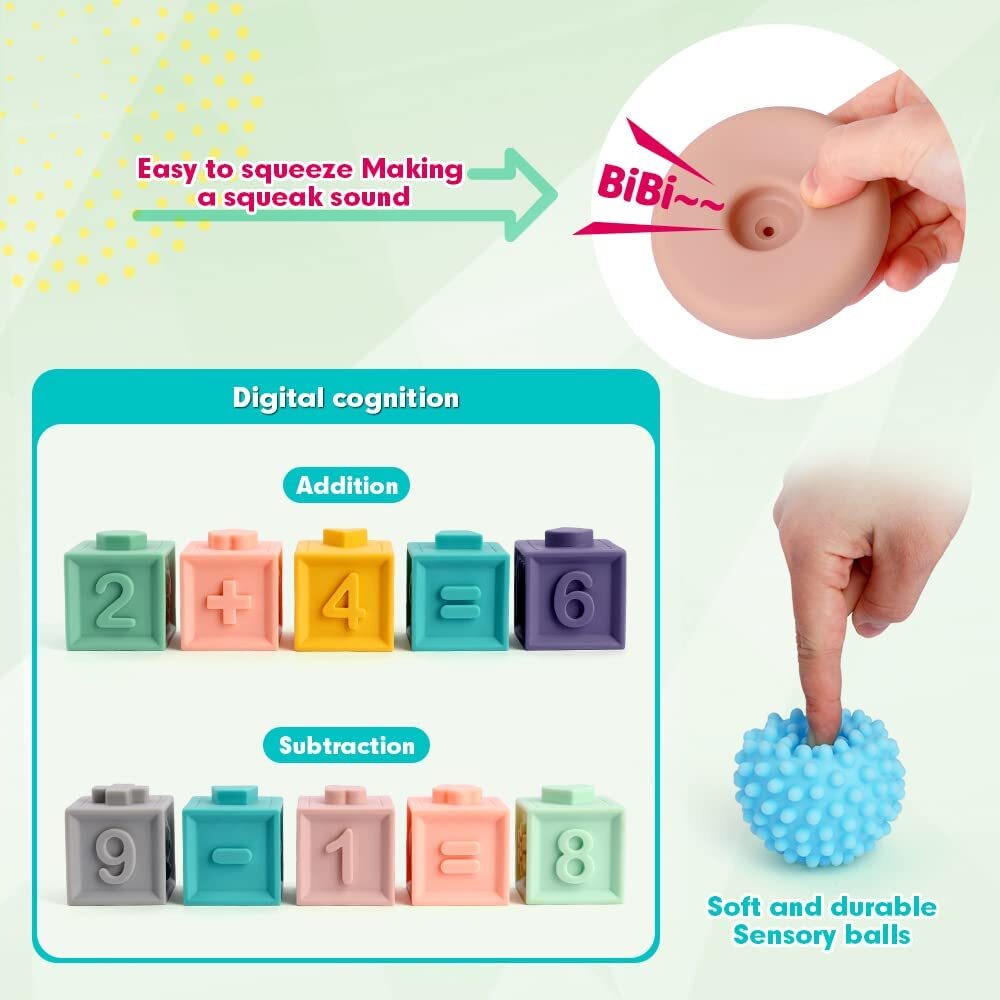 Soft Stacking Blocks for Baby Montessori Sensory Infant Bath Toys for Toddler eBay