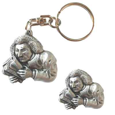 Samuel Johnson Schlüsselanhänger und Pin Anstecker verpackt Geschenkset Handarbeit in Zinn 