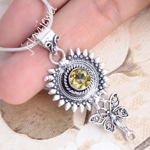 Jaune Simulé Citrine Boucles D'Oreilles Lisse Gouttes Pendant 925