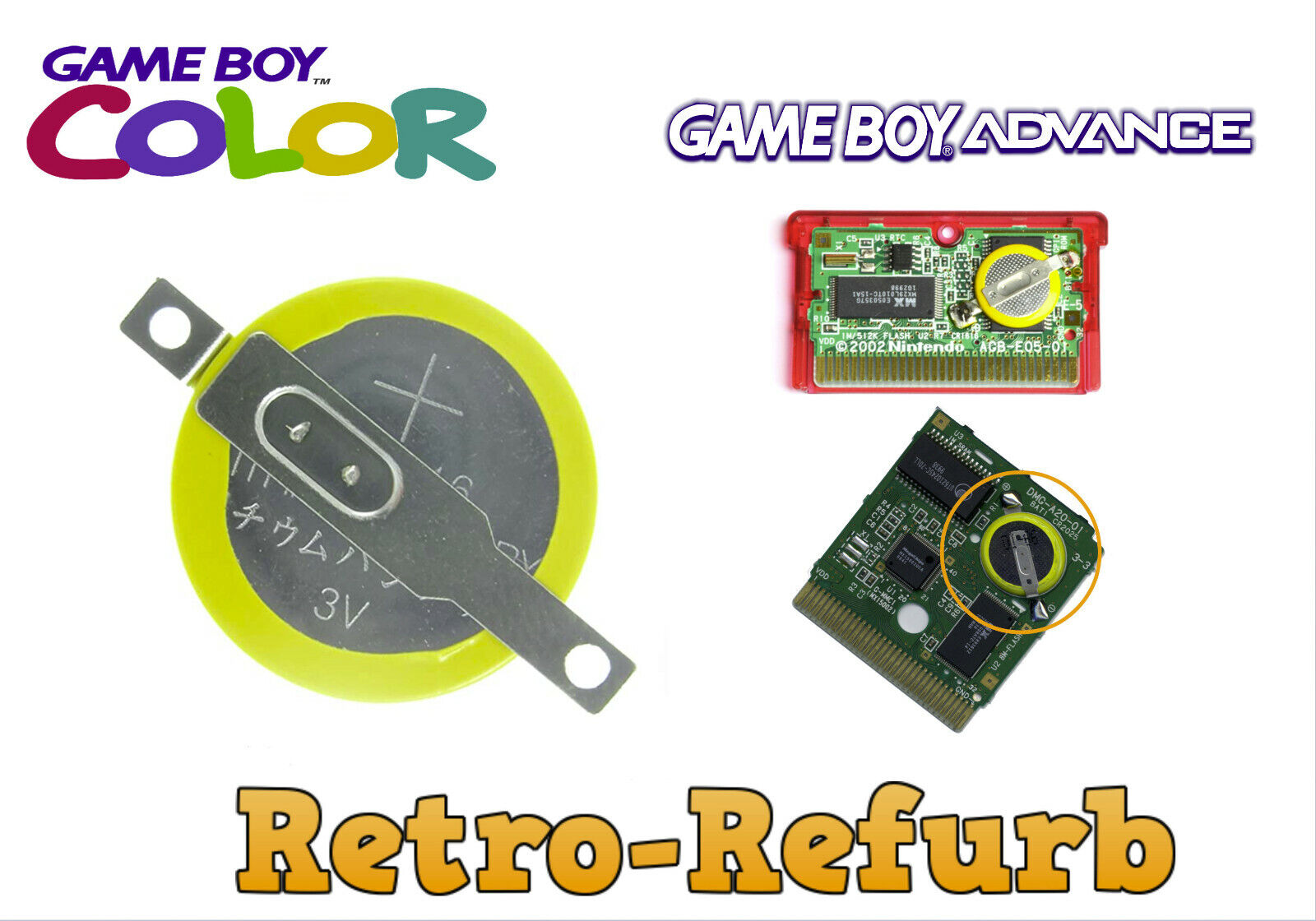 CR1616 Tabbed Tabs Replacement Save Battery For Game Boy Advance GBA  Pokemon