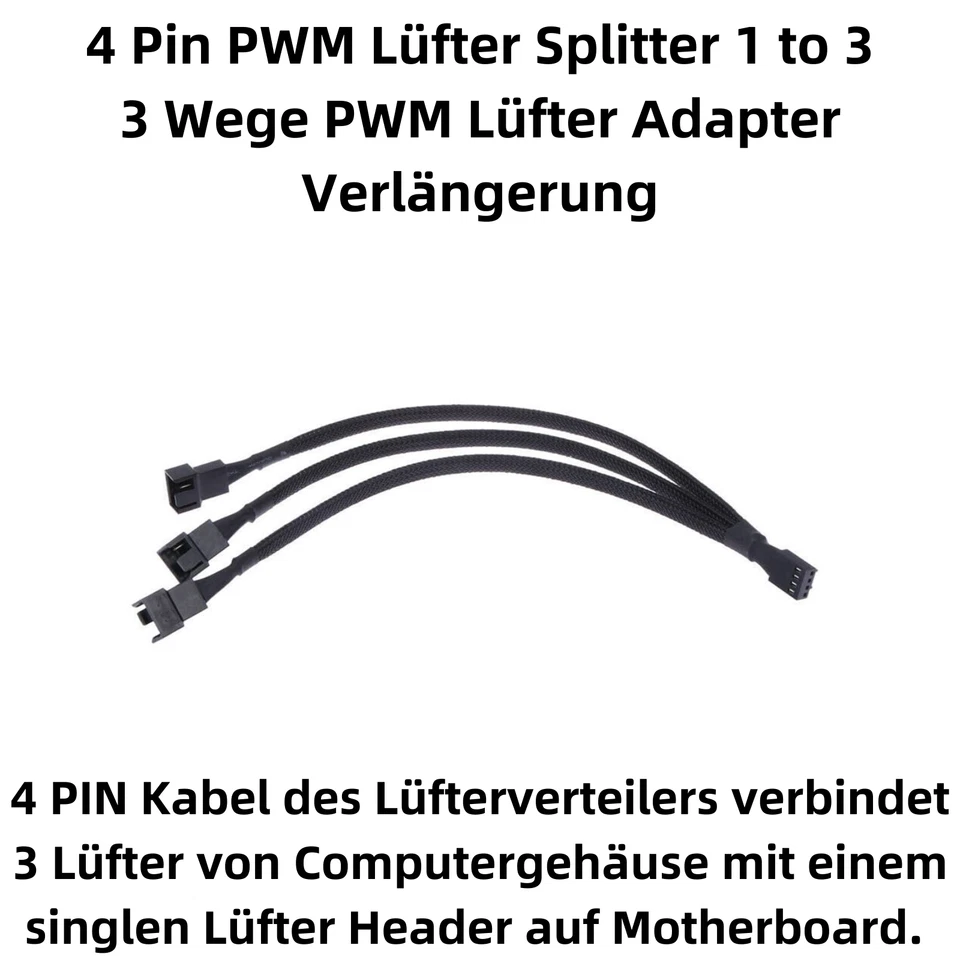 H78 4pin Pwm Cable Adapter PC Fan Splitter 1x Socket 3x Plug 1:3 Distributor - Image 2 of 4