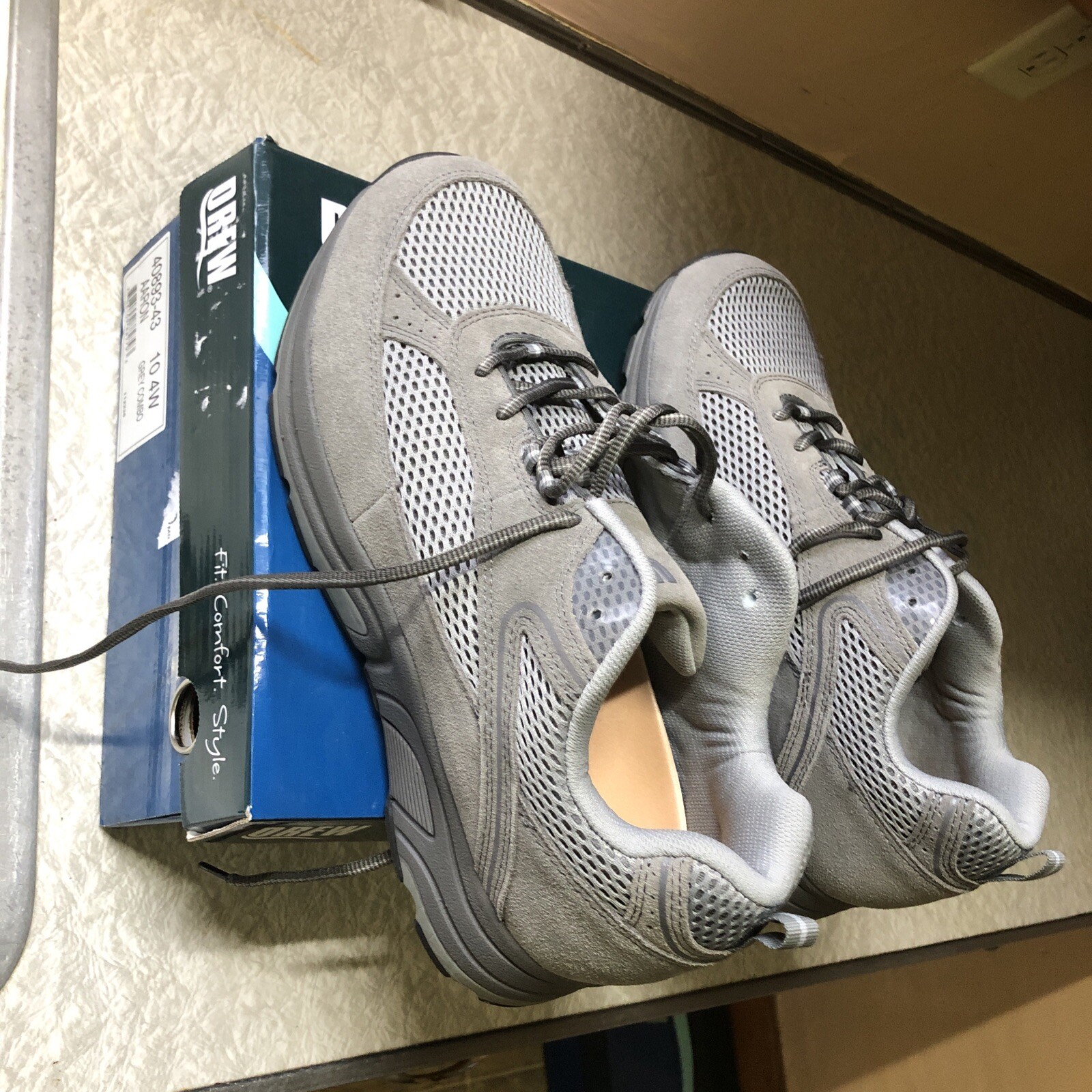 Drew Shoes Mens 10 Extra Wide Grey Aaron Orthotic Diabetic Support Sneakers New