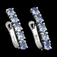925 Sterling Silver Earrings Oval Tanzanite Jewelry Gemstone Jewelry