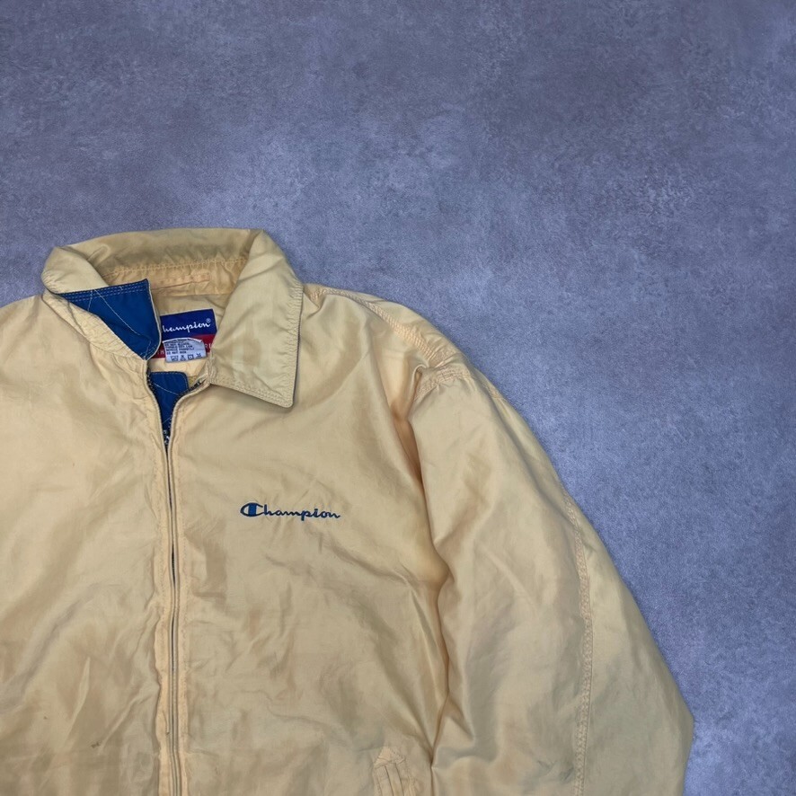 Champion Harrington Jacket Mens Vintage Full Zip 90s Bomber Coat, Yellow, Medium image 3