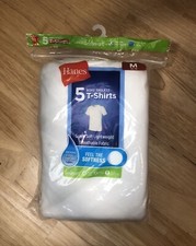 Hanes Boys 5-Pack T-Shirt Undershirt EcoSmart Crewneck Short Sleeve White M 