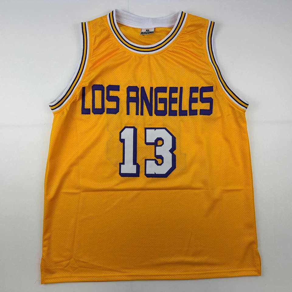 Facsimile Autographed Wilt Chamberlain Los Angeles LA Yellow Reprint Jersey XL - Image 3 of 4