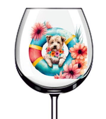 12 x Hund Welpe Blume Becher Weinglas Farbe Vinyl Aufkleber Abziehbilder z105