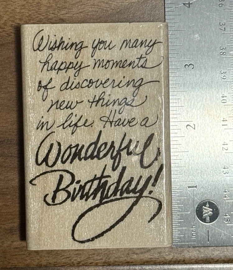 NEW Stampendous Birthday Wish M015 Wood Mounted Rubber Stamp - Image 3 of 4