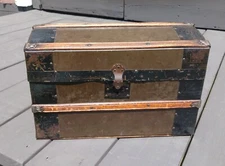 Antique Salesmans Sample Doll Dome Top Travel Trunk R H Shearer 1890s Era
