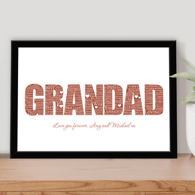 Personalisierter Papa Druck gerahmt Wortkunst Poster Geschenk für Papa Opa Vatertag