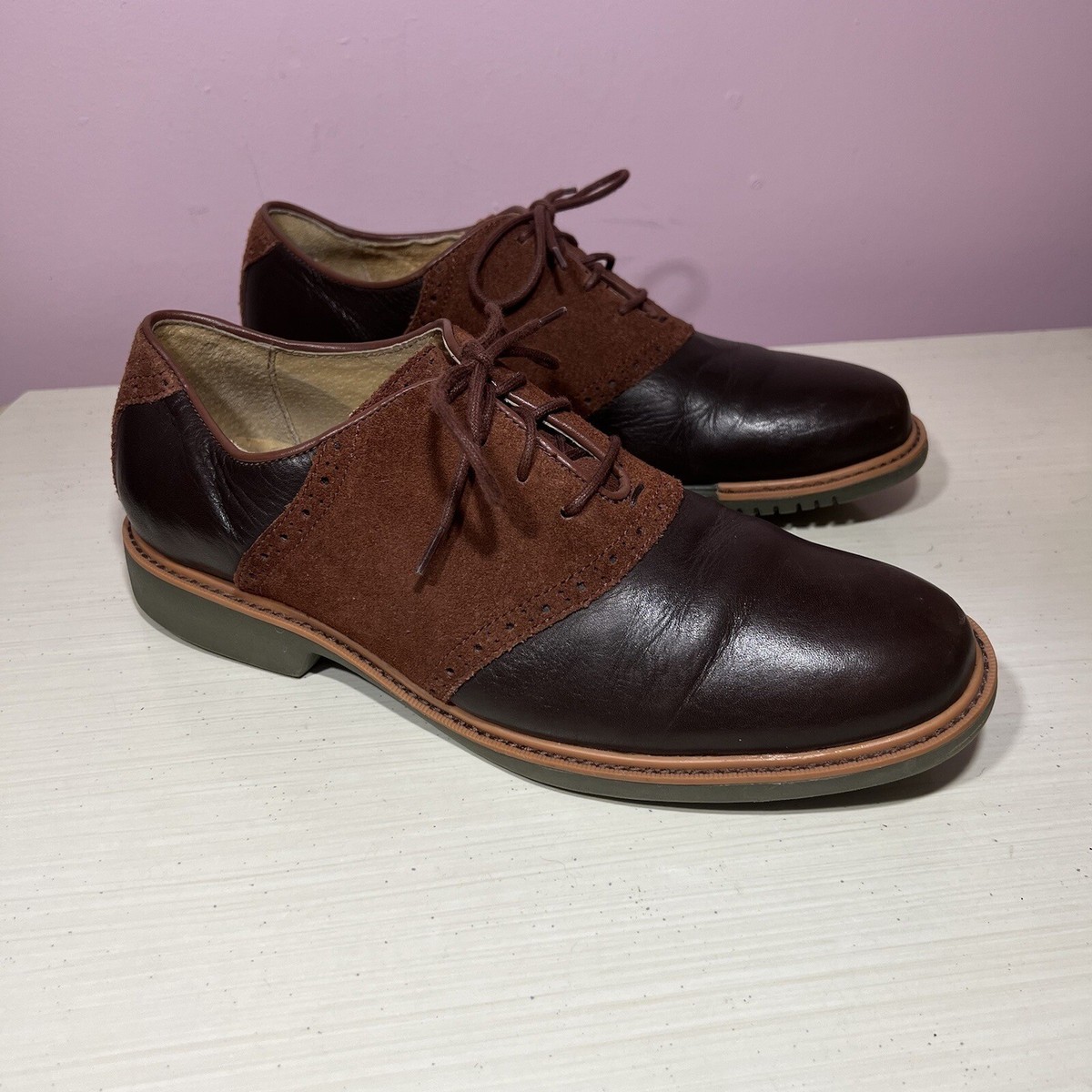 Cole Haan Two-Tone Brown Leather Oxfords Vintage 1980s Cole Haan Two-Tone Saddle Oxford Shoes | Men main image 2