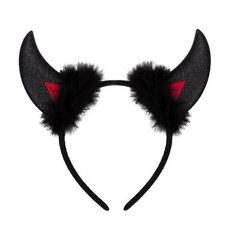 Glitter Black Devil Horns Headband Halloween Devil Ears Headband for Women Ha...