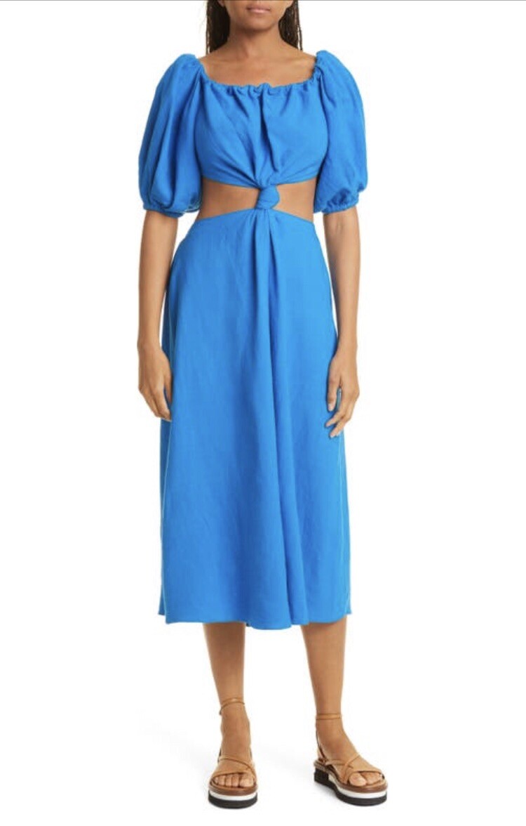 Farm Rio Cutout Waist Blue Linen Blend MIDI Dress Size Medium NEW | eBay Farm Rio Cutout Waist Blue Linen Blend MIDI Dress Size Medium NEW | eBay