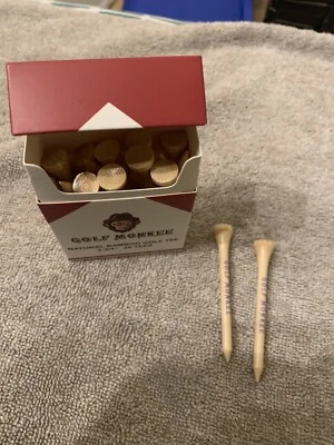 Lot Of 5 Boxes -Golf Monkee Bamboo Wooden Tees In Beautiful Box 2 3/4 Inch Tees