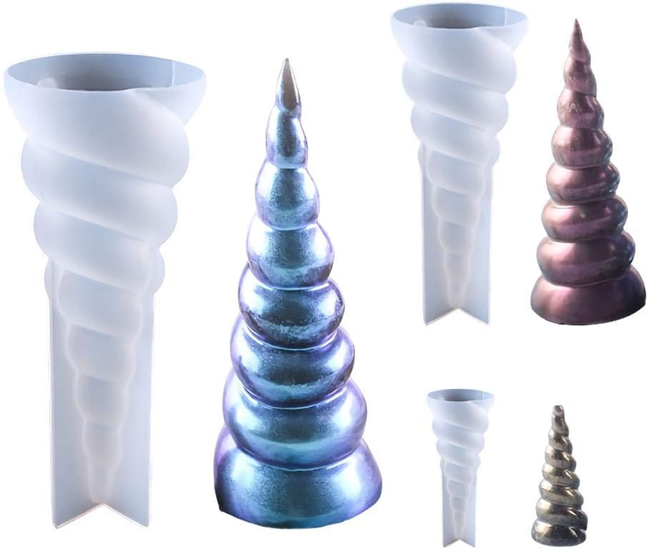 3Pcs/Set 3D Unicorn Horn Silicone Resin Mold Epoxy UV Resin Casting Art Craft Su