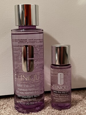 Clinique Take the Day Off Makeup Remover Lids Lashes Lips Set 6.7 oz 1.7 oz New 
