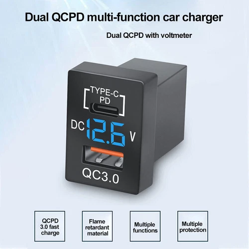 Dual USB Car Charger Socket Type-C QC 3.0 Charging Port for Toyota Tacoma Cruise - Picture 3 of 17