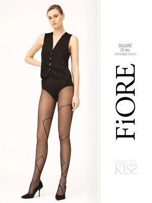 Fiore Square design women's pantyhose timeless kiss collection 20 Den Black