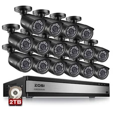 ZOSI 16CH 5mp lite Surveillance Security Camera System DVR 1080P Outdoor Home