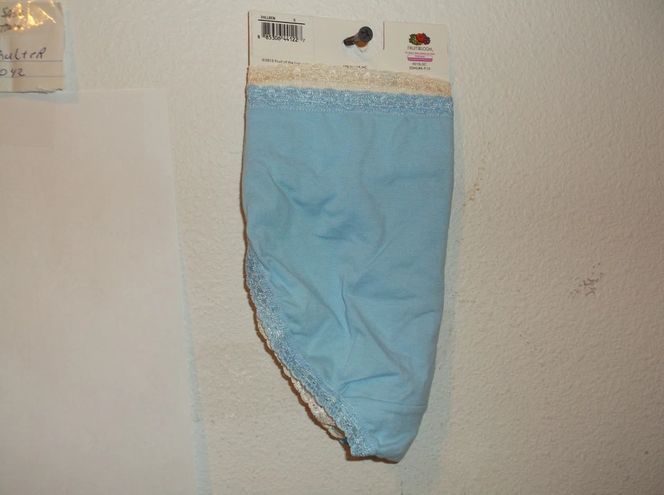 NUEVO PAR DE BRAGAS DE BIKINI PARA DAMA FRUIT OF THE LOOM AZUL Y ENCAJE RIBETE CINTURA Foto 2 de 3