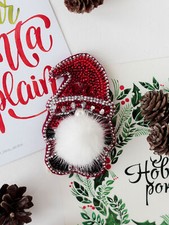 DIY Jewelry making kit "Gnome", Seed beaded brooch, Bead Embroidery Kit