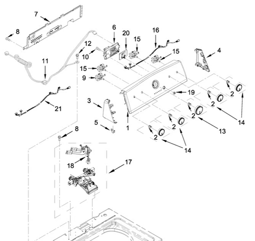 Kenmore Washer : Control Panel Housing (W10667451 / W10787837) {P4593} - Picture 6 of 7