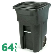 64 Gal Greenstone Trash Can with Quiet Wheels and Attached Lid NEW FREE SHIPPING