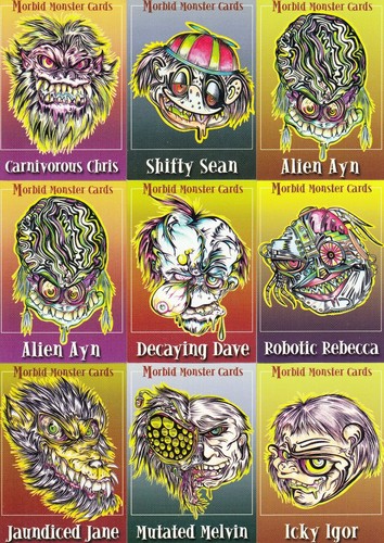 MORBID MONSTER CARDS 1999 NOSTALGICARDS COMPLETE BASE CARD SET OF 45 SF - Picture 1 of 2