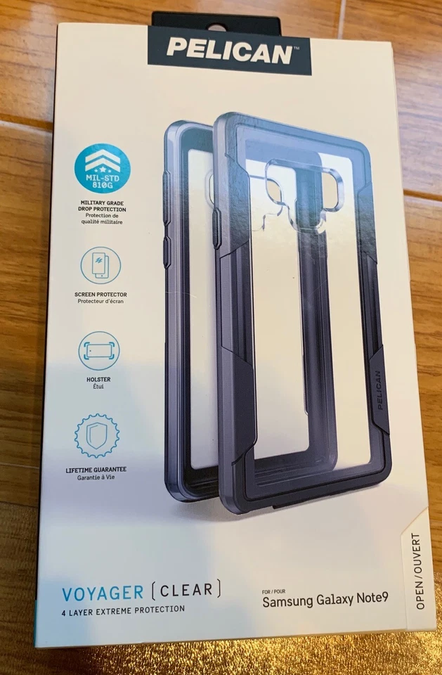 New Pelican Voyager Case + Holster for Samsung Galaxy Note 9 - Clear/Gray