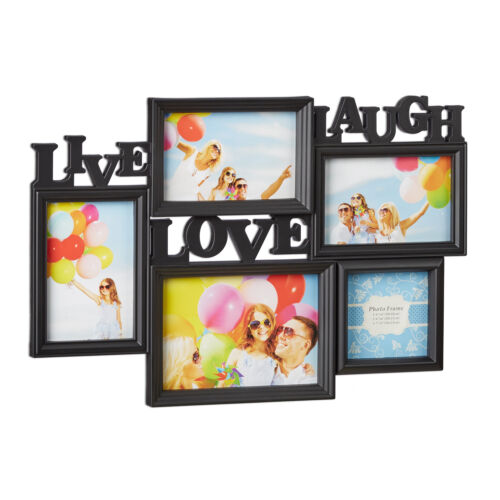 Cadre photos pêle-mêle 5 photos Galerie mur cadre mural Live Love Laugh - Photo 1/27