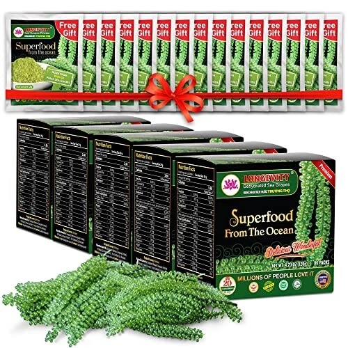 Sea Grapes-Umibudo Green Caviar -Dehydrated, Marinated In Saltwater By LONGEVITY