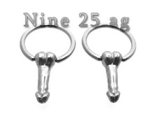 NASTY WHITE BRASS DICK & BALLS CBR RINGS NIPPLE EAR GAUGES HOOPS EARRINGS PLUGS