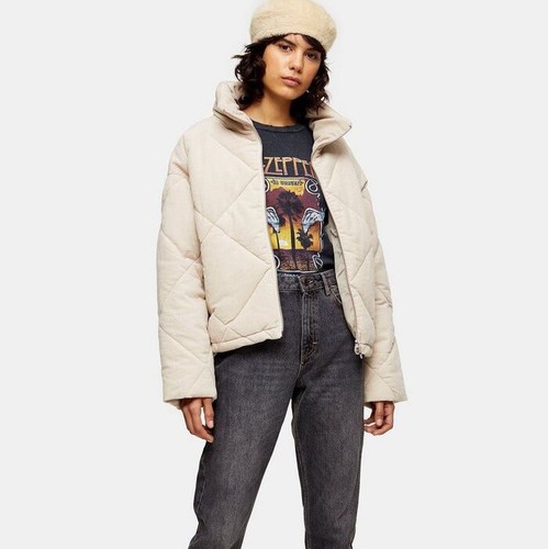 Topshop Corduroy Puffer Jacket Quilted 