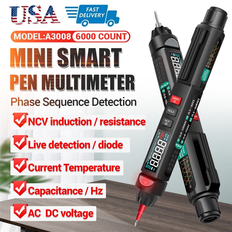 A3008 Voltage Electricity Tester AC DC Volt Detector Non-Contact Pen Multimeter