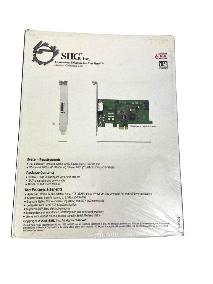 SIIG e SATA II PCIe i/e Adapter Interface Cards PCI Express Desktops - Image 2 of 4