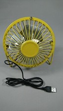 Mini Office Desktop Aluminum Fan Quiet Powerful Cooling Cooler USB Cord Yellow